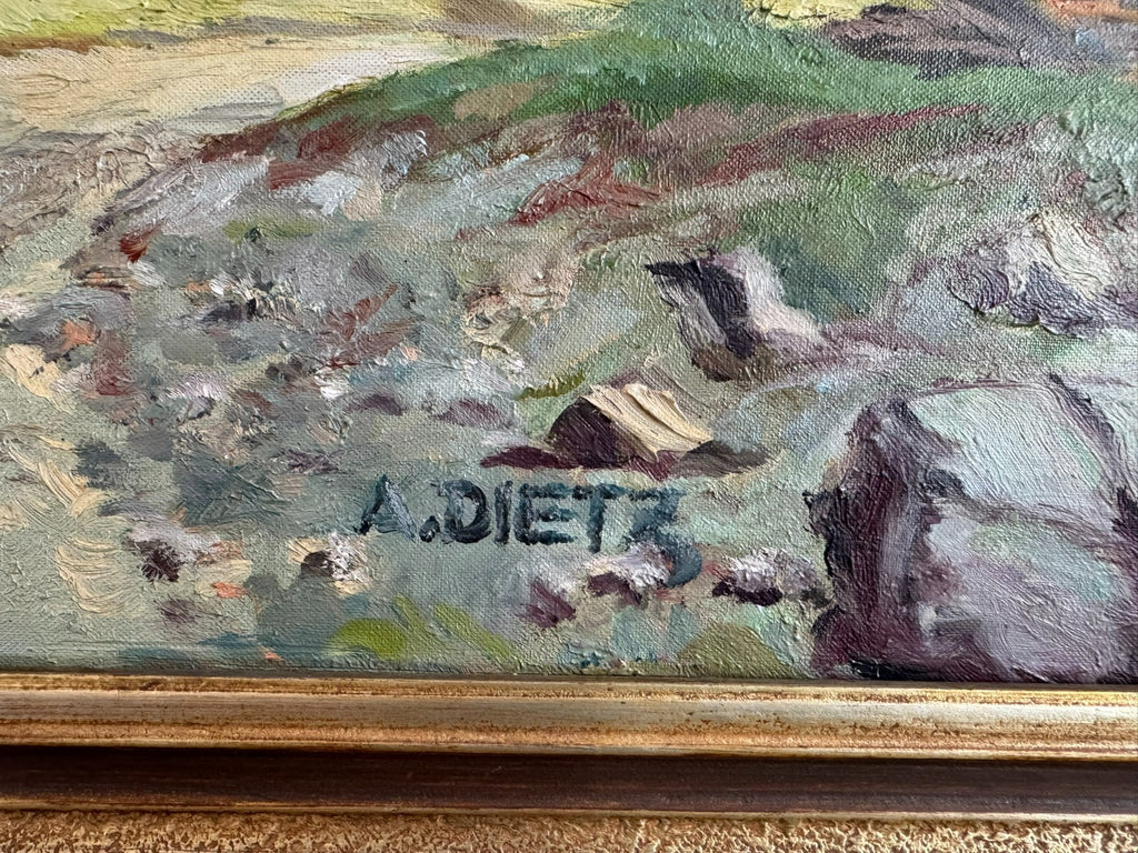 Ölgemälde Garmisch mit Alpspitz und Waxenstein Landschaft signiert A. Dietz