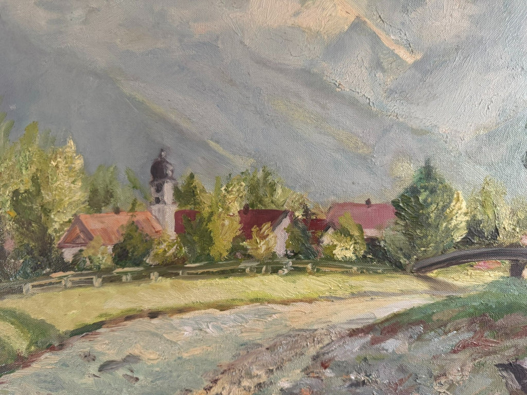 Ölgemälde Garmisch mit Alpspitz und Waxenstein Landschaft signiert A. Dietz