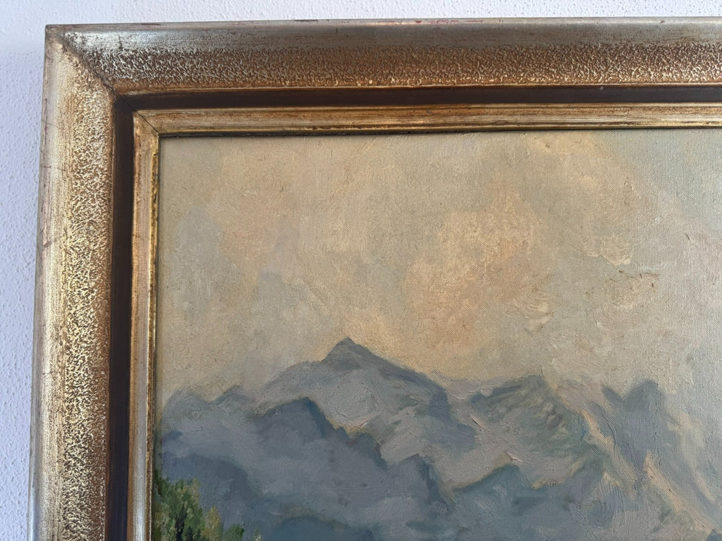 Ölgemälde Garmisch mit Alpspitz und Waxenstein Landschaft signiert A. Dietz