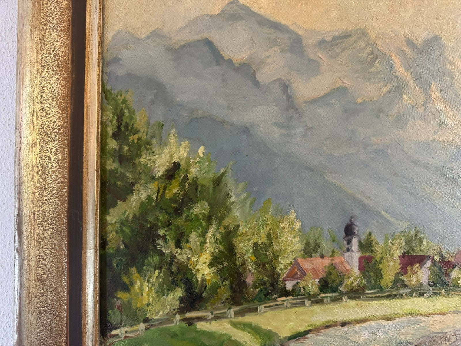 Ölgemälde Garmisch mit Alpspitz und Waxenstein Landschaft signiert A. Dietz