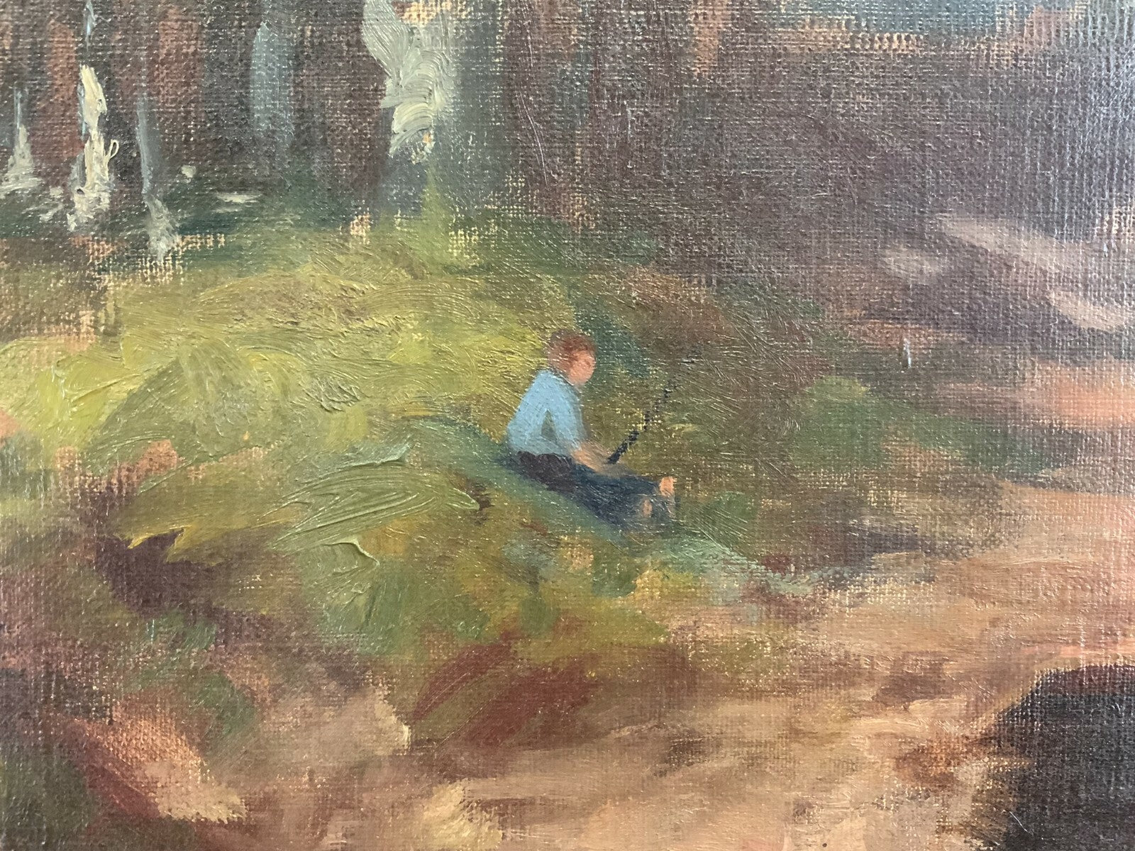 Ölgemälde Landschaft mit Vieh und Person Gemälde von J Ringsten gross 125x74,5cm