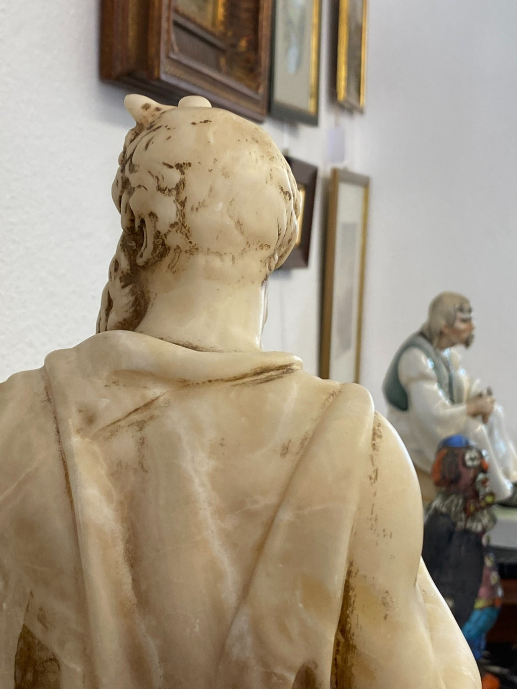 Grosse Alabaster Skulptur der Gehörnte Moses nach Michelangelo Frankreich 19 tes