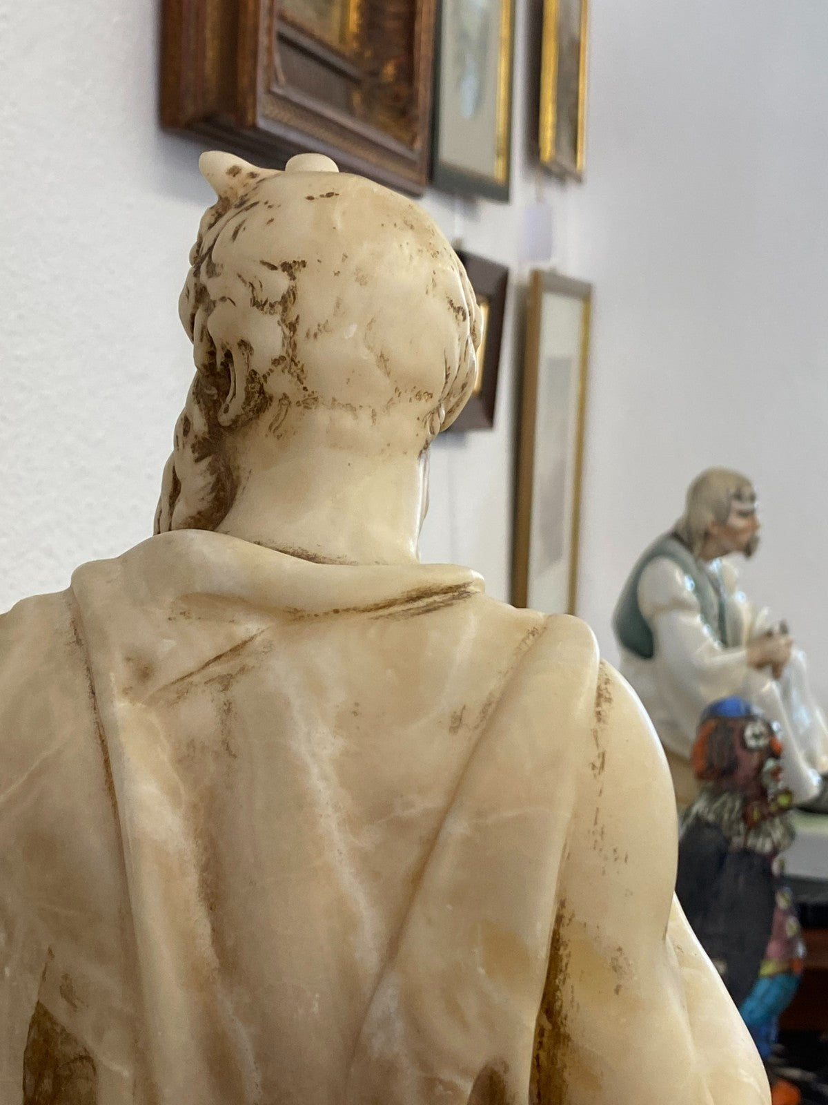 Grosse Alabaster Skulptur der Gehörnte Moses nach Michelangelo Frankreich 19 tes