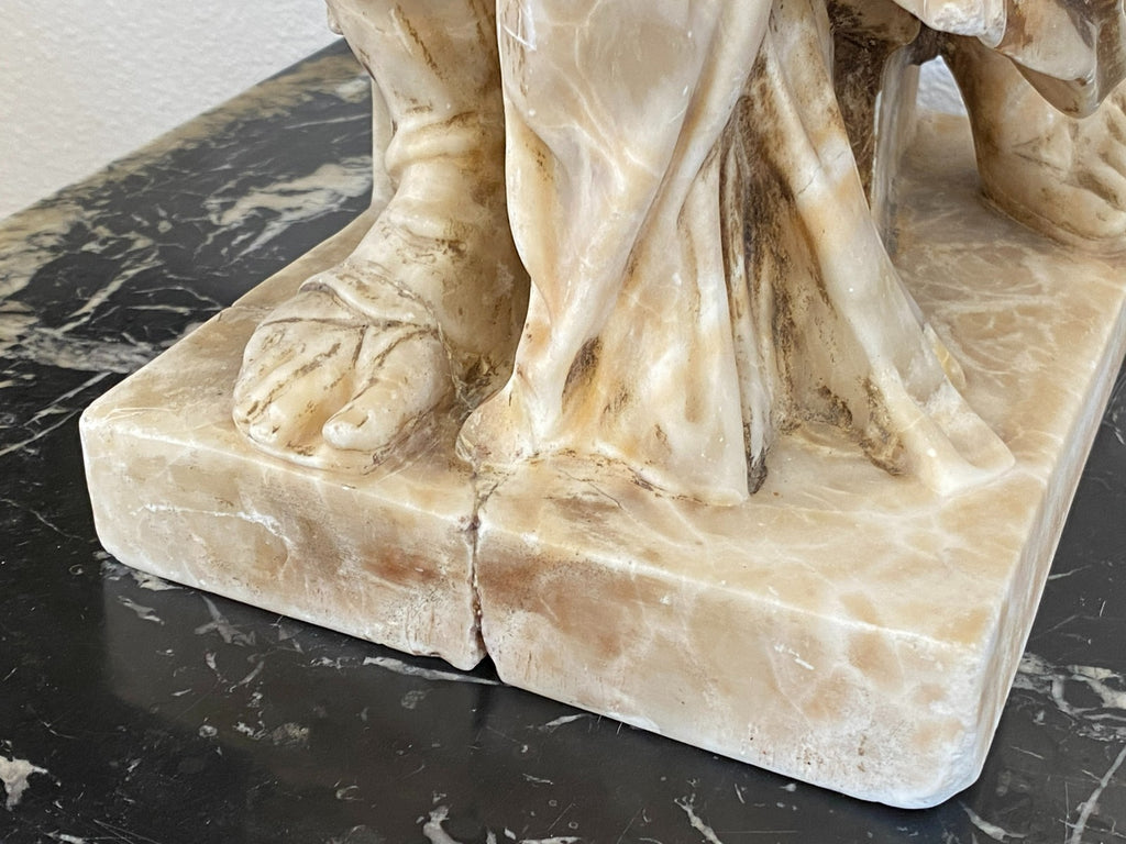 Grosse Alabaster Skulptur der Gehörnte Moses nach Michelangelo Frankreich 19 tes