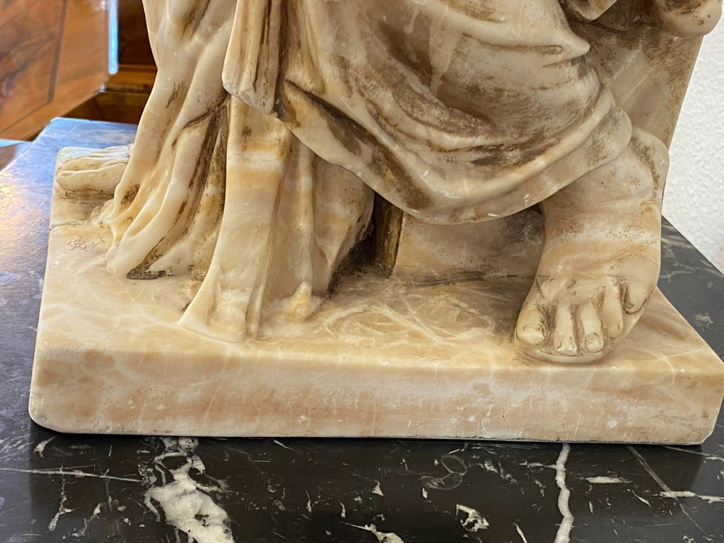 Grosse Alabaster Skulptur der Gehörnte Moses nach Michelangelo Frankreich 19 tes