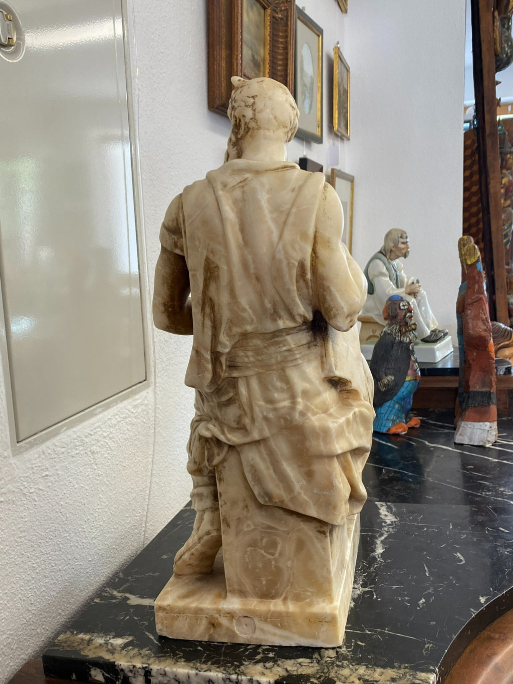 Grosse Alabaster Skulptur der Gehörnte Moses nach Michelangelo Frankreich 19 tes