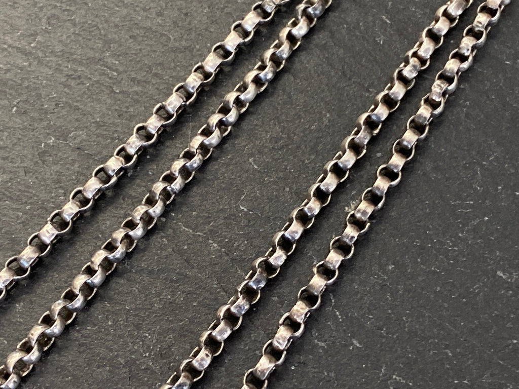 Alte Erbsenkette Kette Halskette Silber 950 mit Monogramm Anhänger