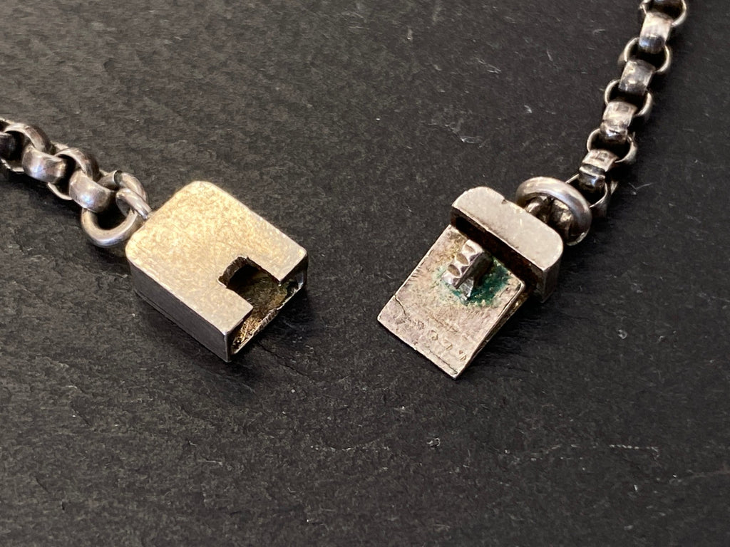 Alte Erbsenkette Kette Halskette Silber 950 mit Monogramm Anhänger