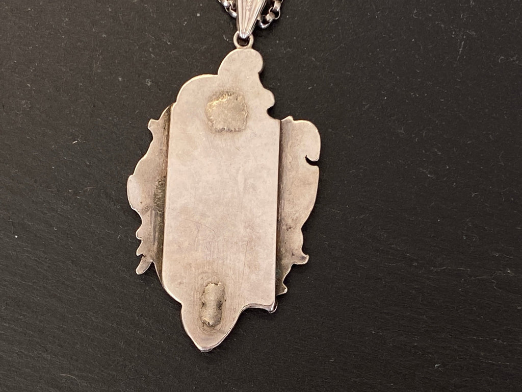 Alte Erbsenkette Kette Halskette Silber 950 mit Monogramm Anhänger