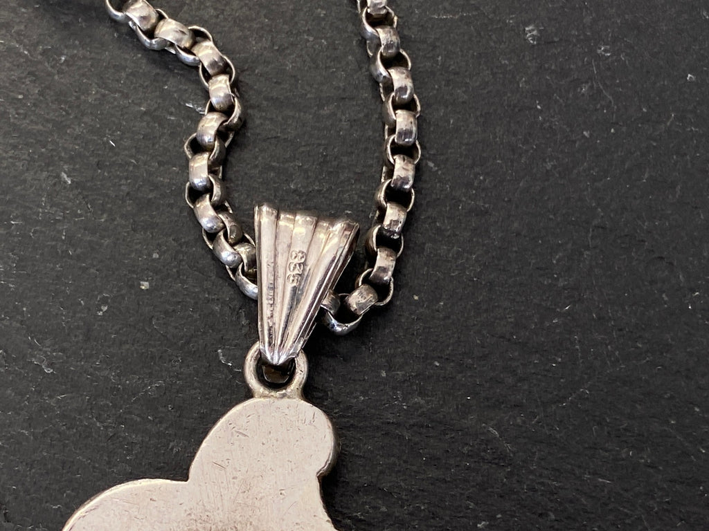 Alte Erbsenkette Kette Halskette Silber 950 mit Monogramm Anhänger