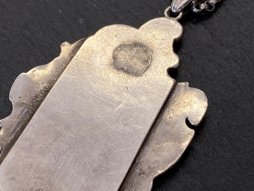 Alte Erbsenkette Kette Halskette Silber 950 mit Monogramm Anhänger