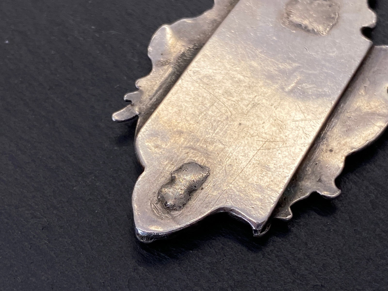 Alte Erbsenkette Kette Halskette Silber 950 mit Monogramm Anhänger