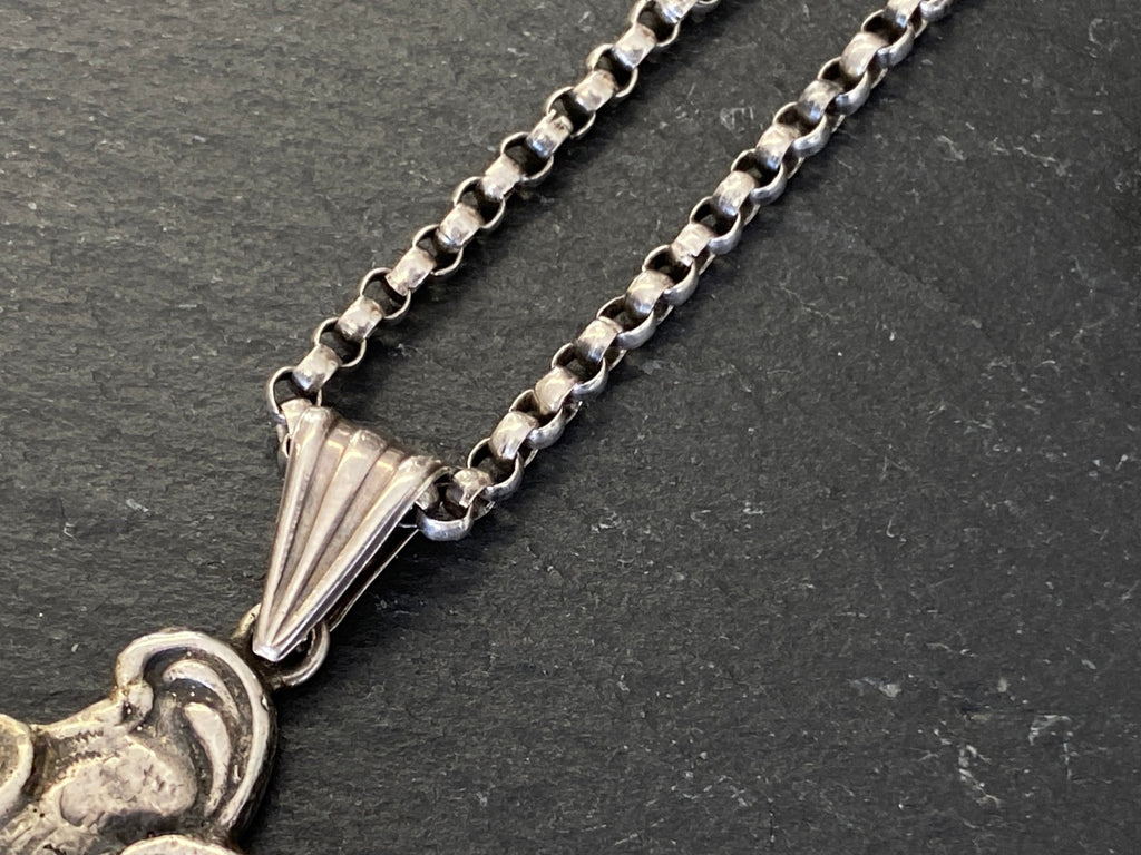 Alte Erbsenkette Kette Halskette Silber 950 mit Monogramm Anhänger