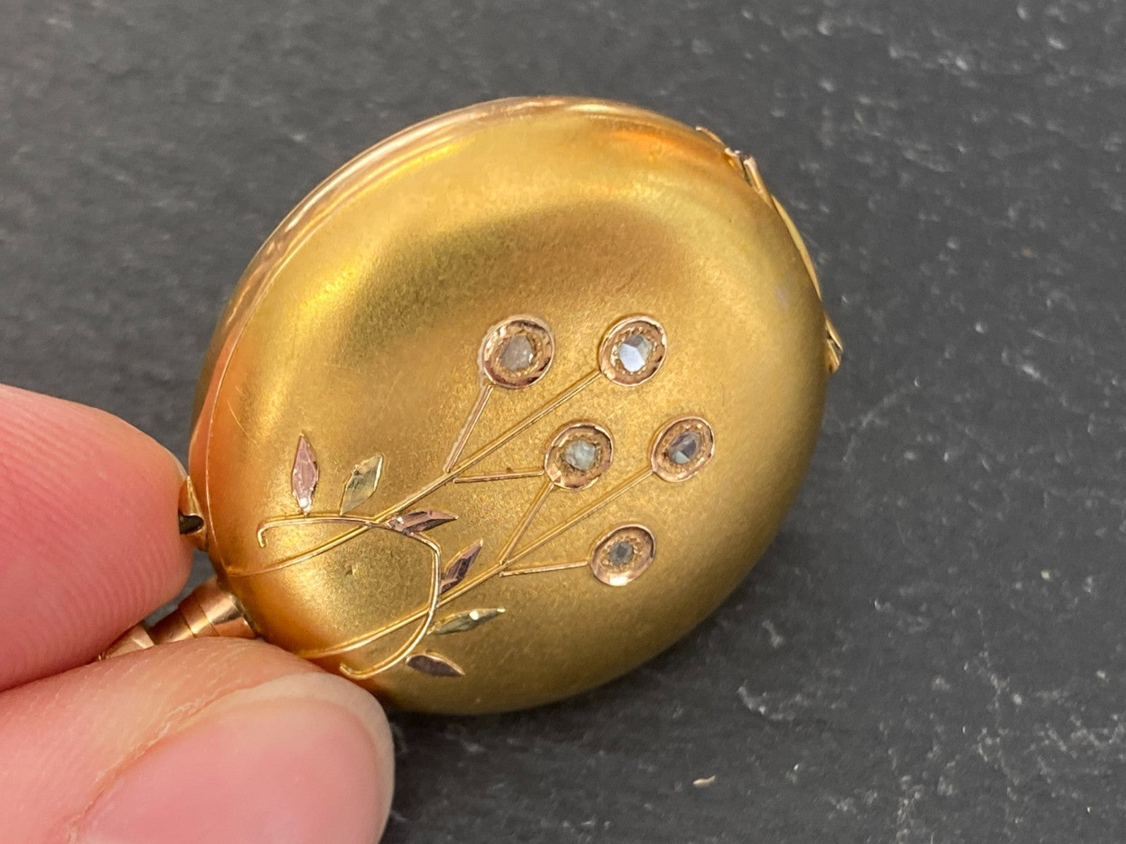 Damen Taschenuhr Drei Deckel Gold 14K Diamanten defekt 17,92g Gesamt
