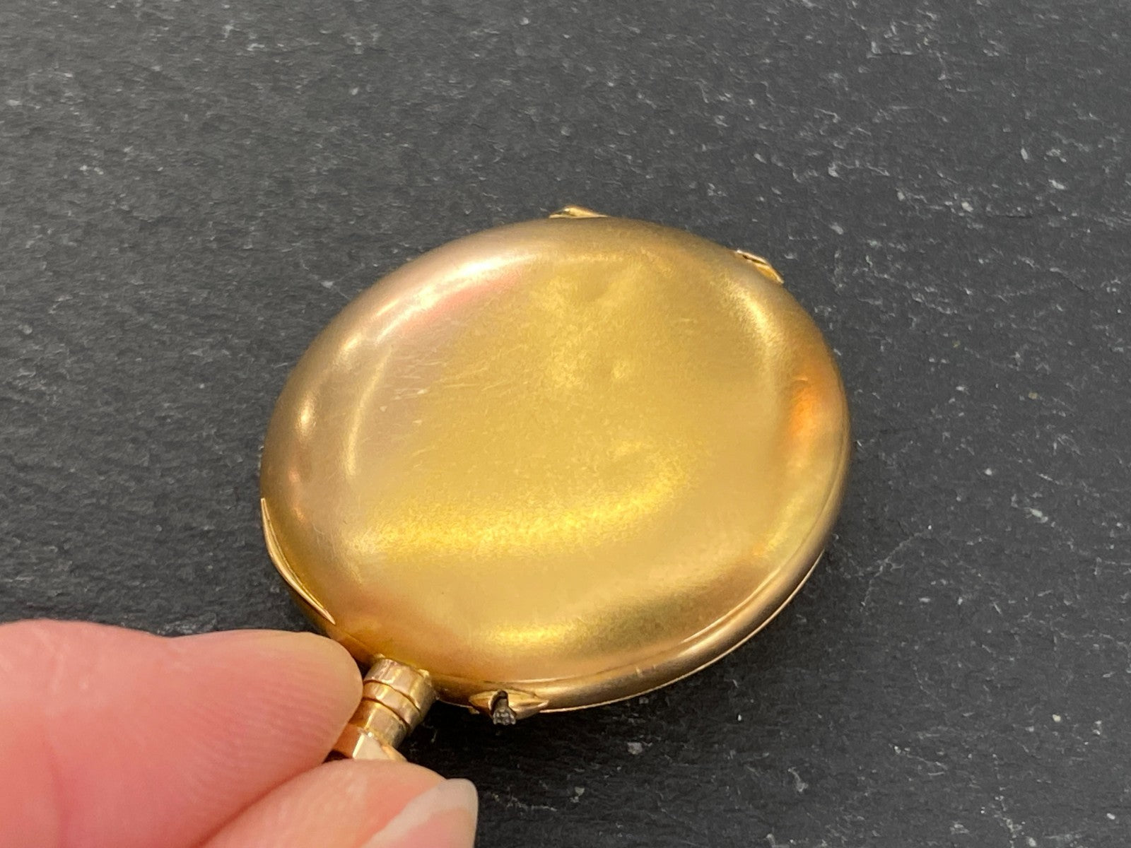 Damen Taschenuhr Drei Deckel Gold 14K Diamanten defekt 17,92g Gesamt