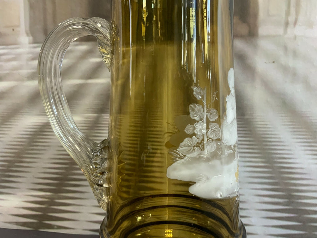 Kanne Romantische Szenerie gross antik Kanne aus Glas mit Dekor Kinder auf Wiese