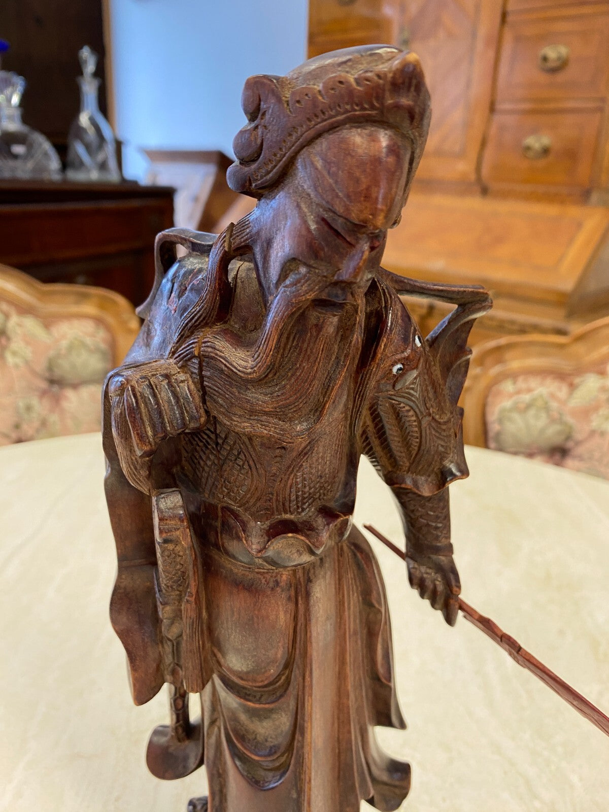 China Skulptur aus Holz Gelehrter 30cm hoch