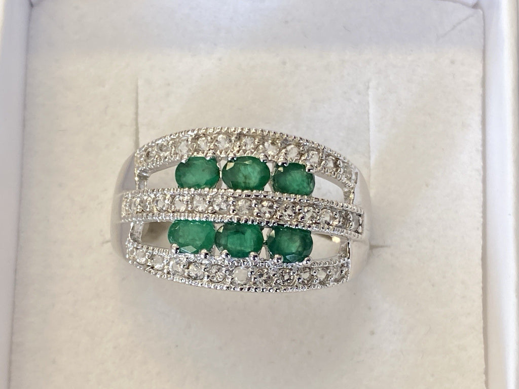 Ring 925 Sterling Silber Smaragd Smaragde Spinell oder Bergkristall Grösse 62