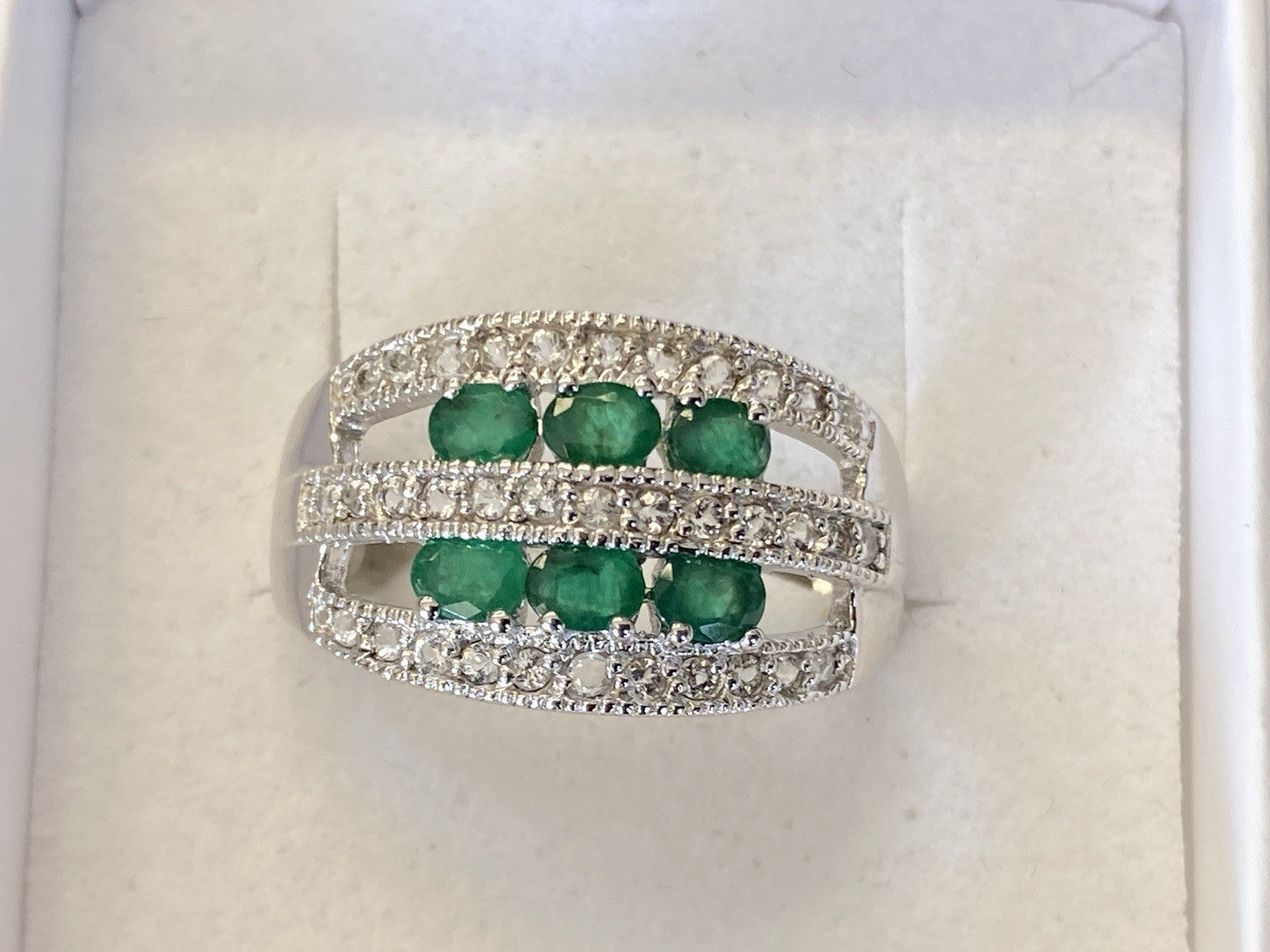 Ring 925 Sterling Silber Smaragd Smaragde Spinell oder Bergkristall Grösse 62