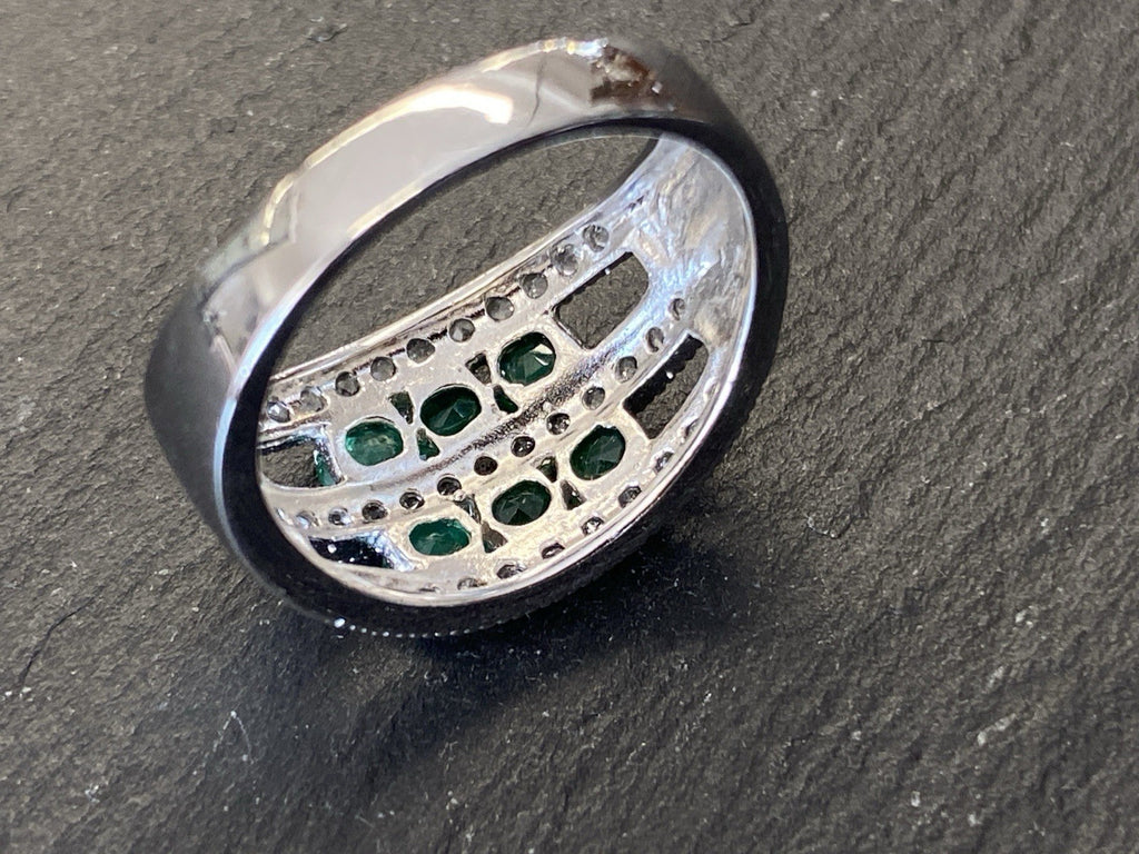 Ring 925 Sterling Silber Smaragd Smaragde Spinell oder Bergkristall Grösse 62