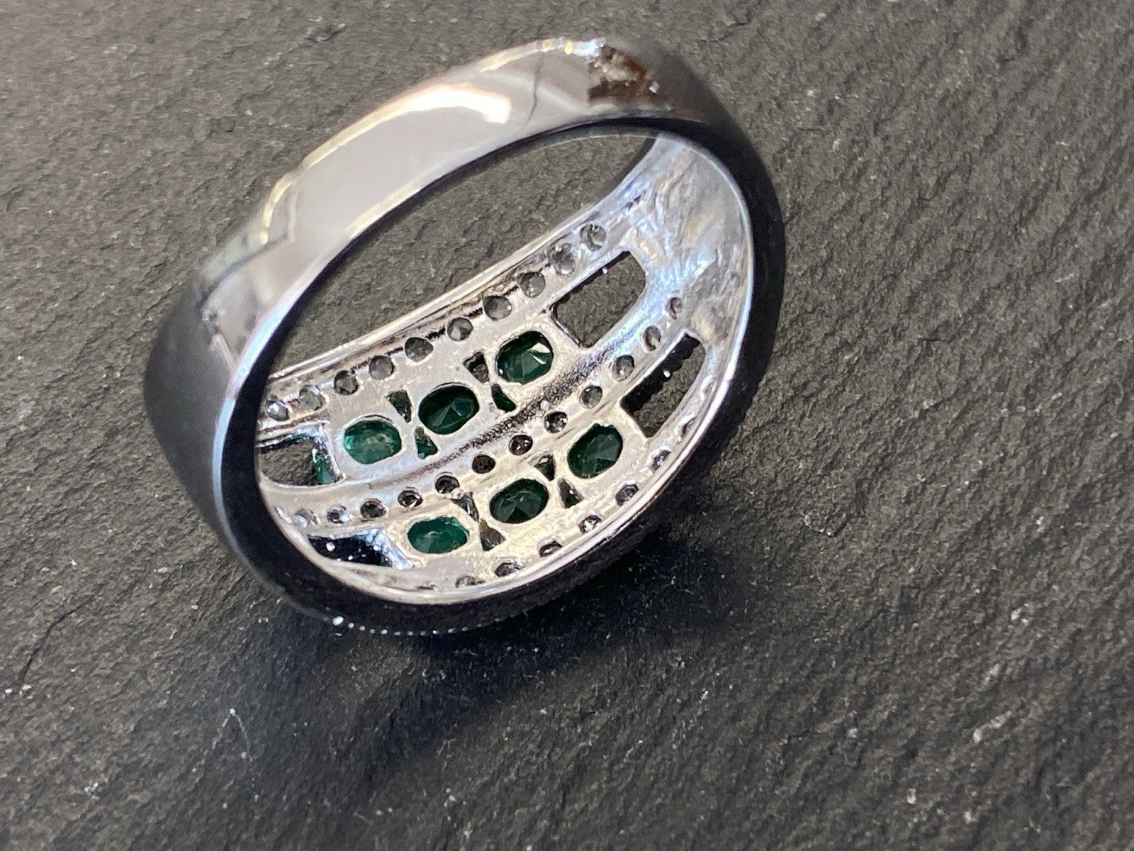 Ring 925 Sterling Silber Smaragd Smaragde Spinell oder Bergkristall Grösse 62