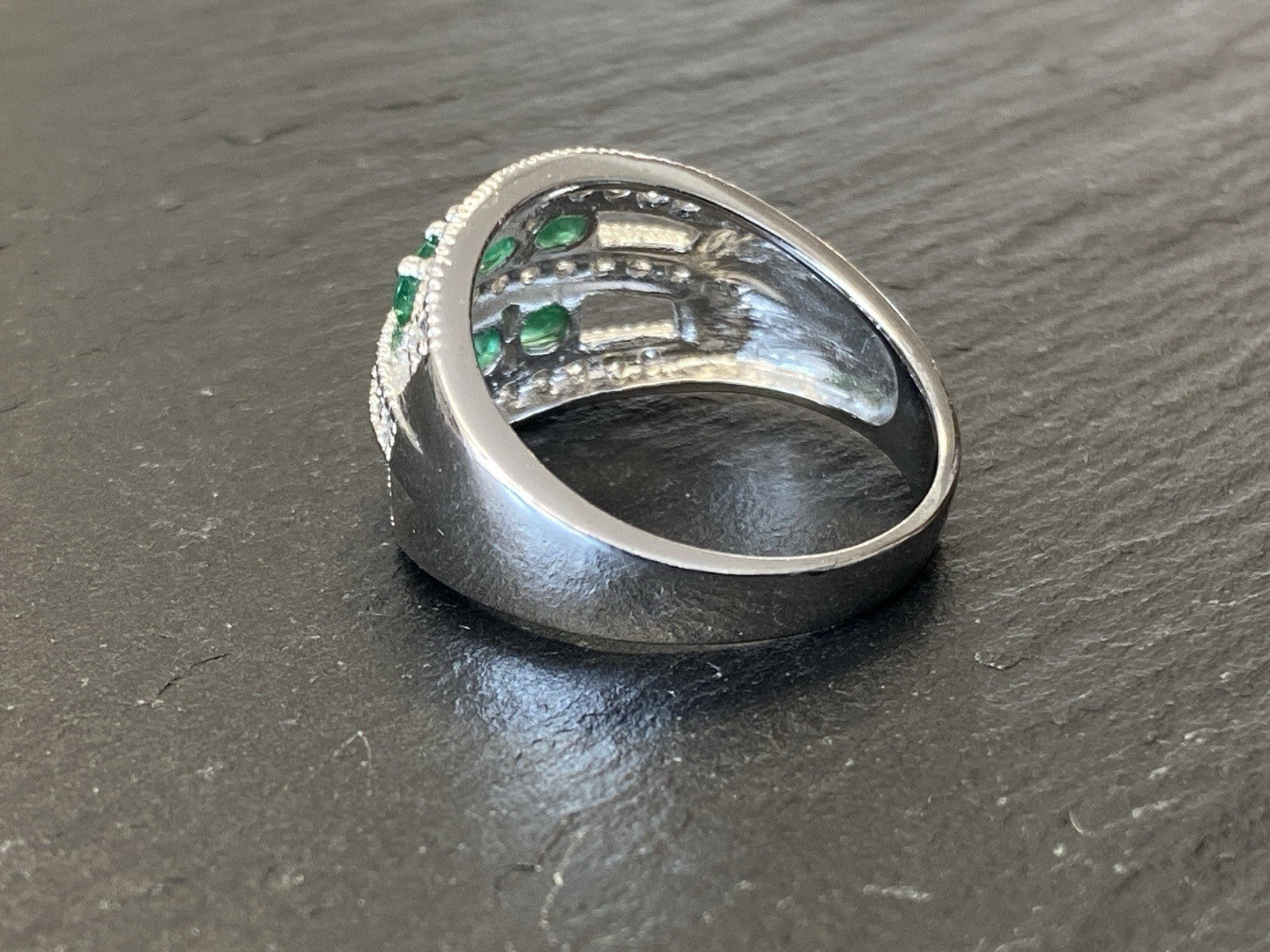 Ring 925 Sterling Silber Smaragd Smaragde Spinell oder Bergkristall Grösse 62