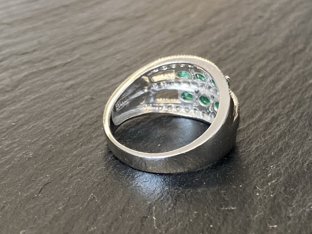 Ring 925 Sterling Silber Smaragd Smaragde Spinell oder Bergkristall Grösse 62