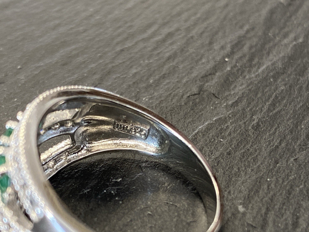 Ring 925 Sterling Silber Smaragd Smaragde Spinell oder Bergkristall Grösse 62
