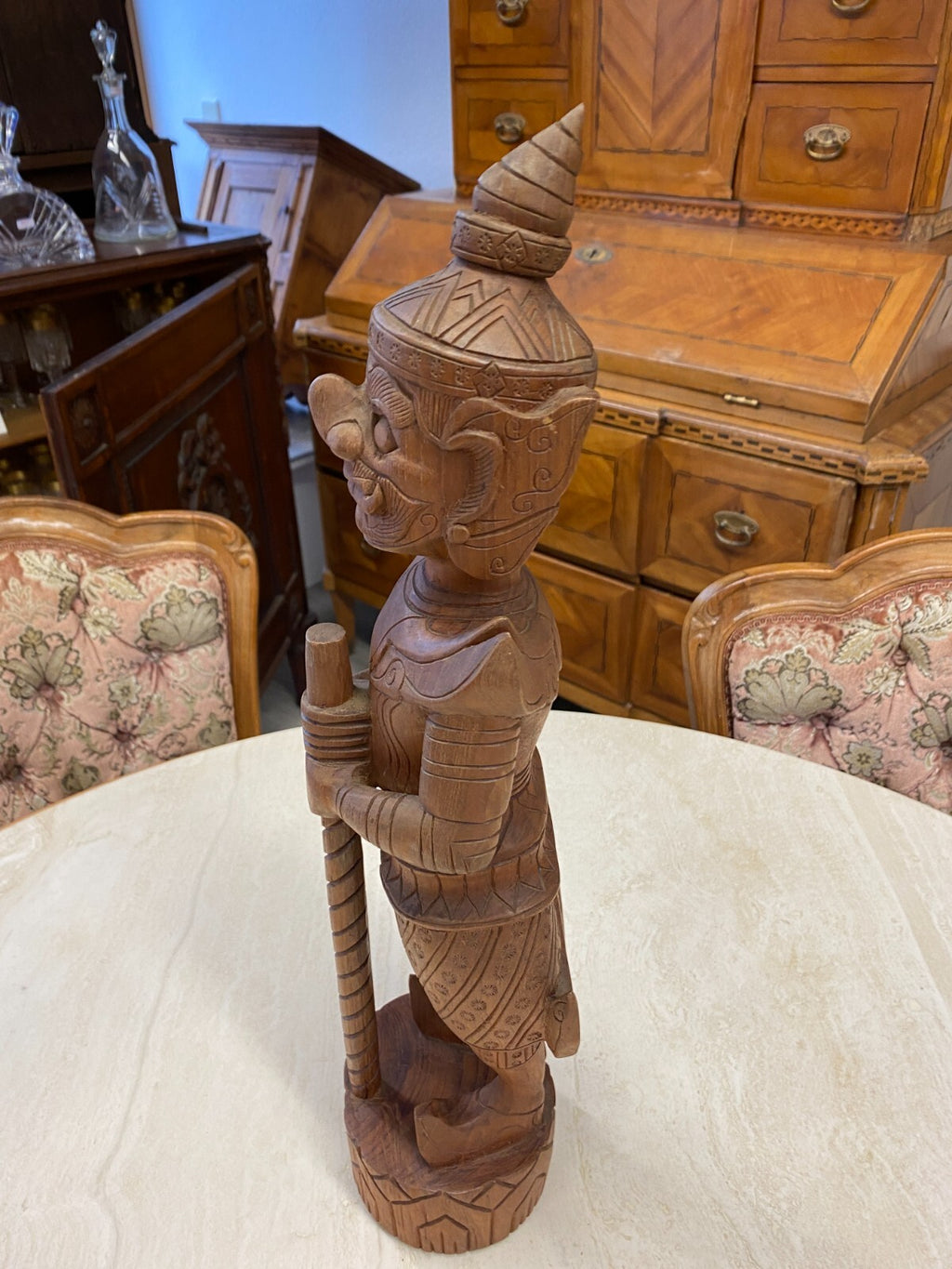 Thailand Skulptur aus Holz stehender Krieger 50cm hoch