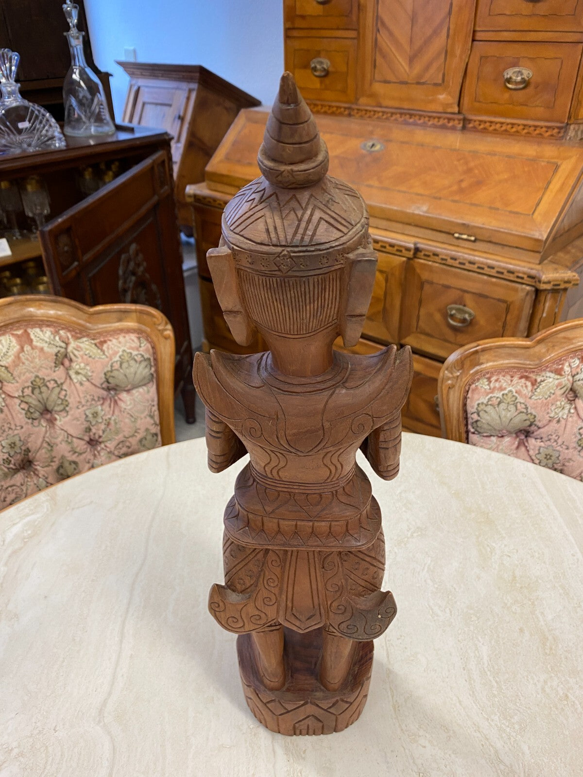 Thailand Skulptur aus Holz stehender Krieger 50cm hoch