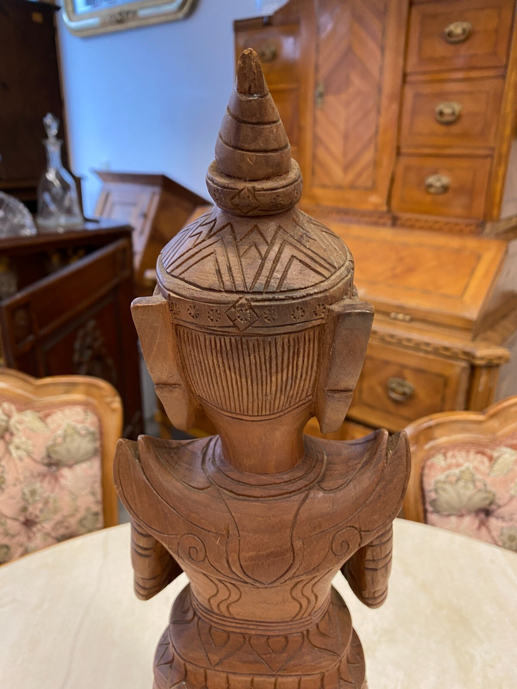 Thailand Skulptur aus Holz stehender Krieger 50cm hoch