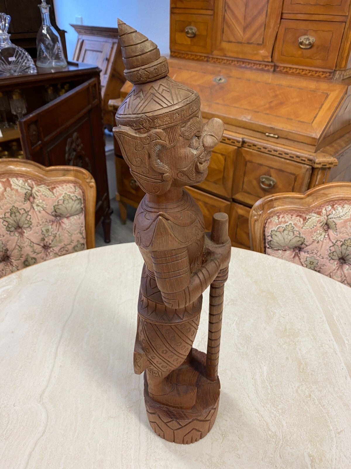 Thailand Skulptur aus Holz stehender Krieger 50cm hoch