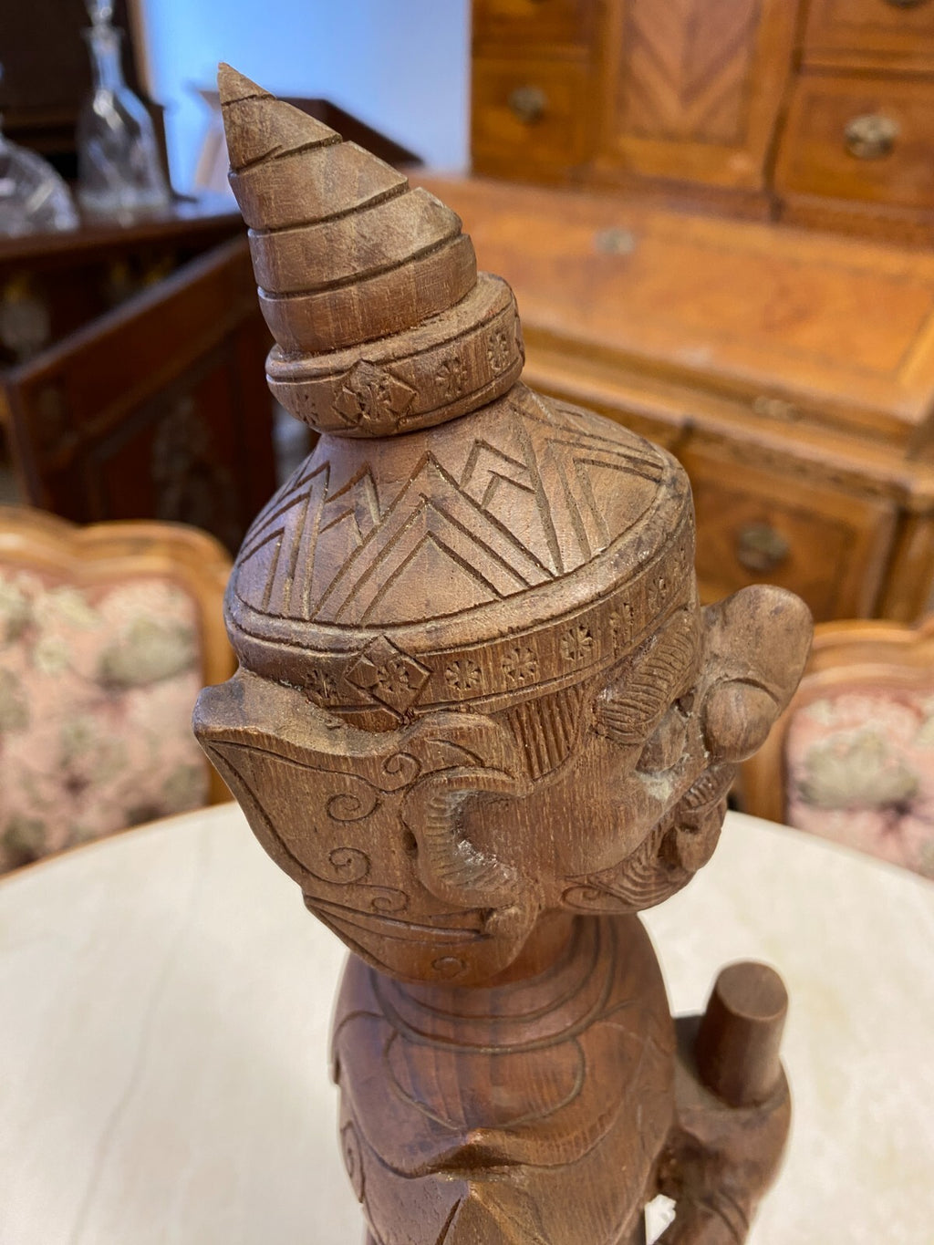 Thailand Skulptur aus Holz stehender Krieger 50cm hoch