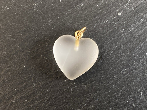 Anhänger Herz aus Bergkristall mit 14K 585 Gold Gelbgold Fassung