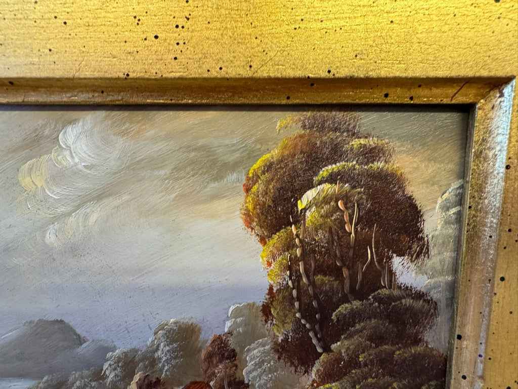 Ölgemälde Romatische Landschaft signiert Gemälde gerahmt