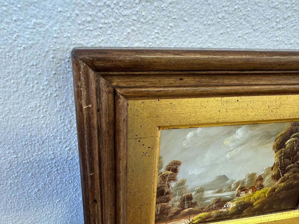 Ölgemälde Romatische Landschaft signiert Gemälde gerahmt