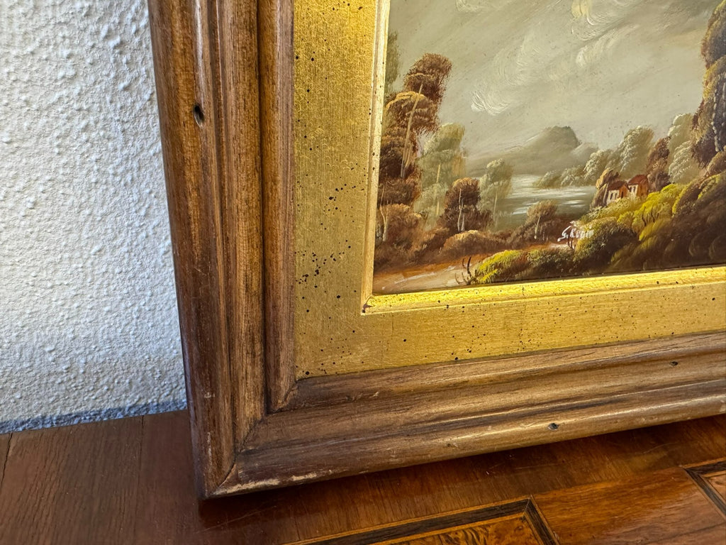 Ölgemälde Romatische Landschaft signiert Gemälde gerahmt