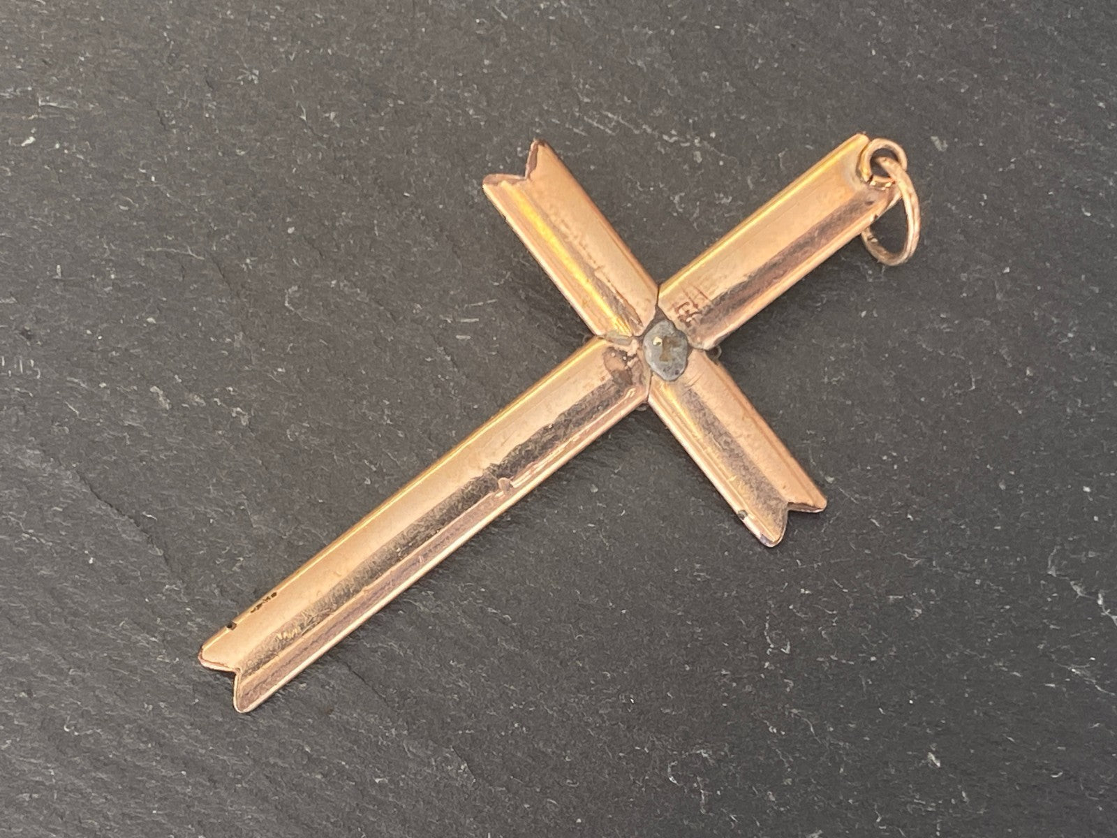 Vintage Kreuz Anhänger Metall vergoldet