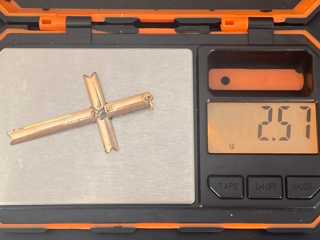 Vintage Kreuz Anhänger Metall vergoldet