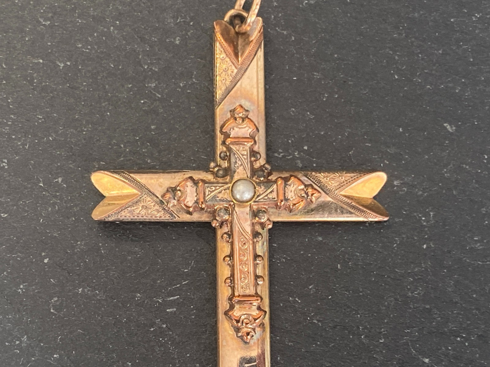 Vintage Kreuz Anhänger Metall vergoldet