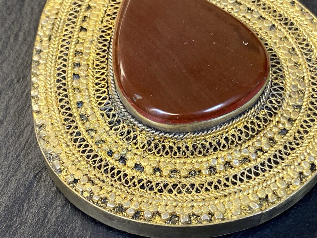 Antik Orient Orientalisch Anhänger Silber Tropfenform Achat