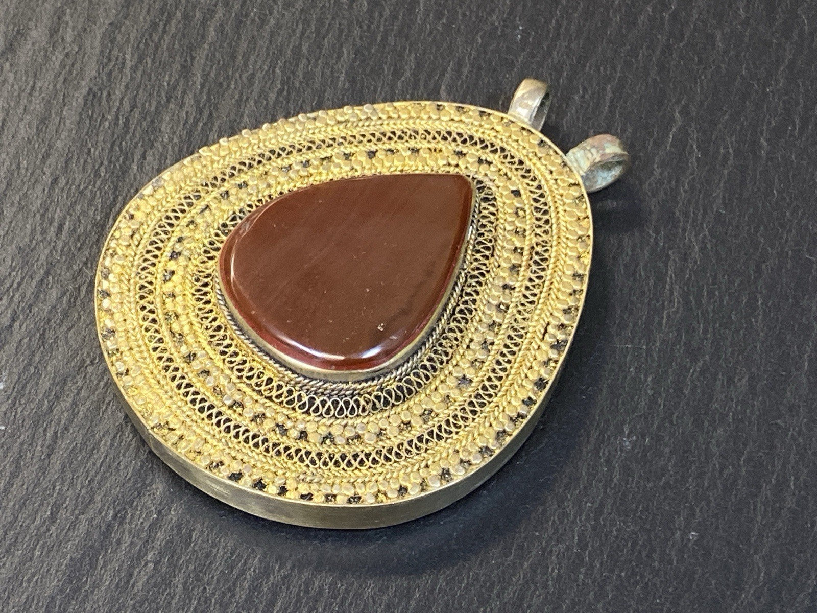 Antik Orient Orientalisch Anhänger Silber Tropfenform Achat