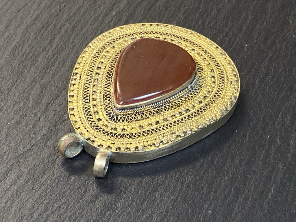 Antik Orient Orientalisch Anhänger Silber Tropfenform Achat
