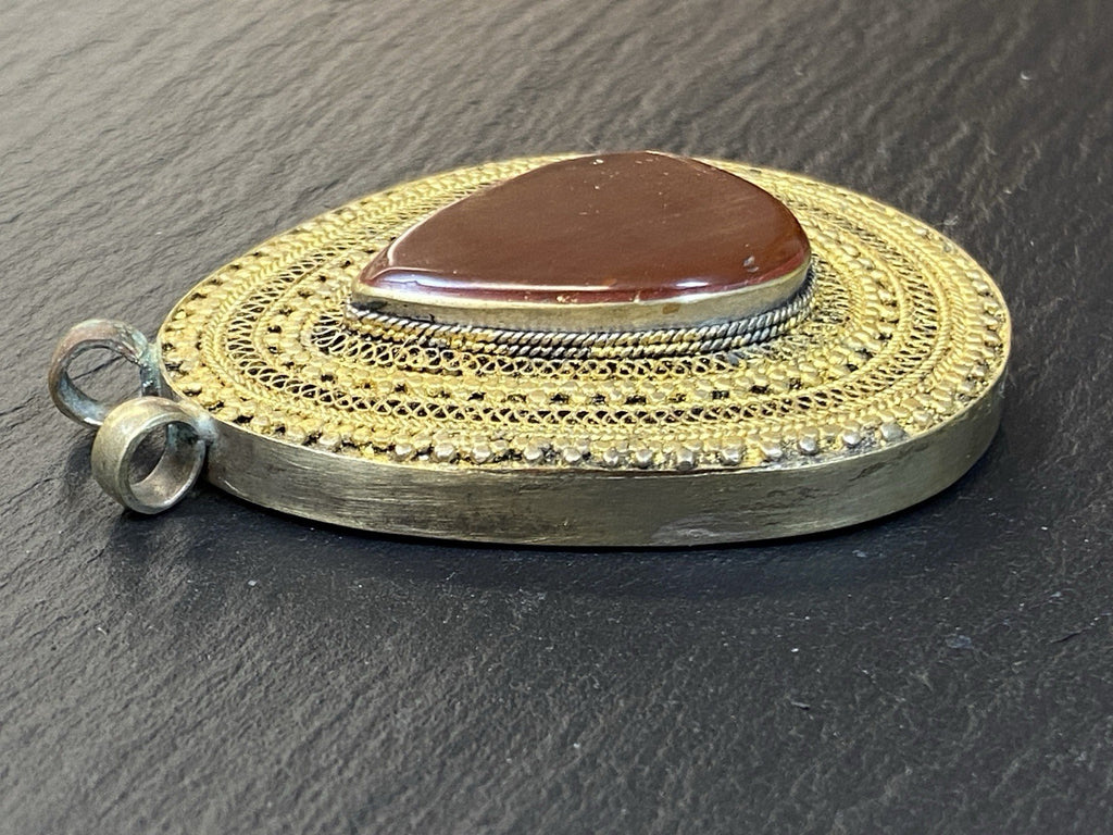 Antik Orient Orientalisch Anhänger Silber Tropfenform Achat