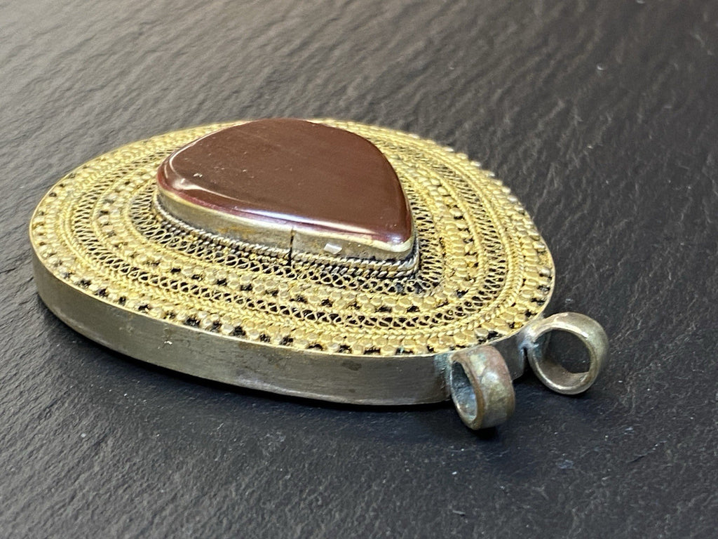 Antik Orient Orientalisch Anhänger Silber Tropfenform Achat