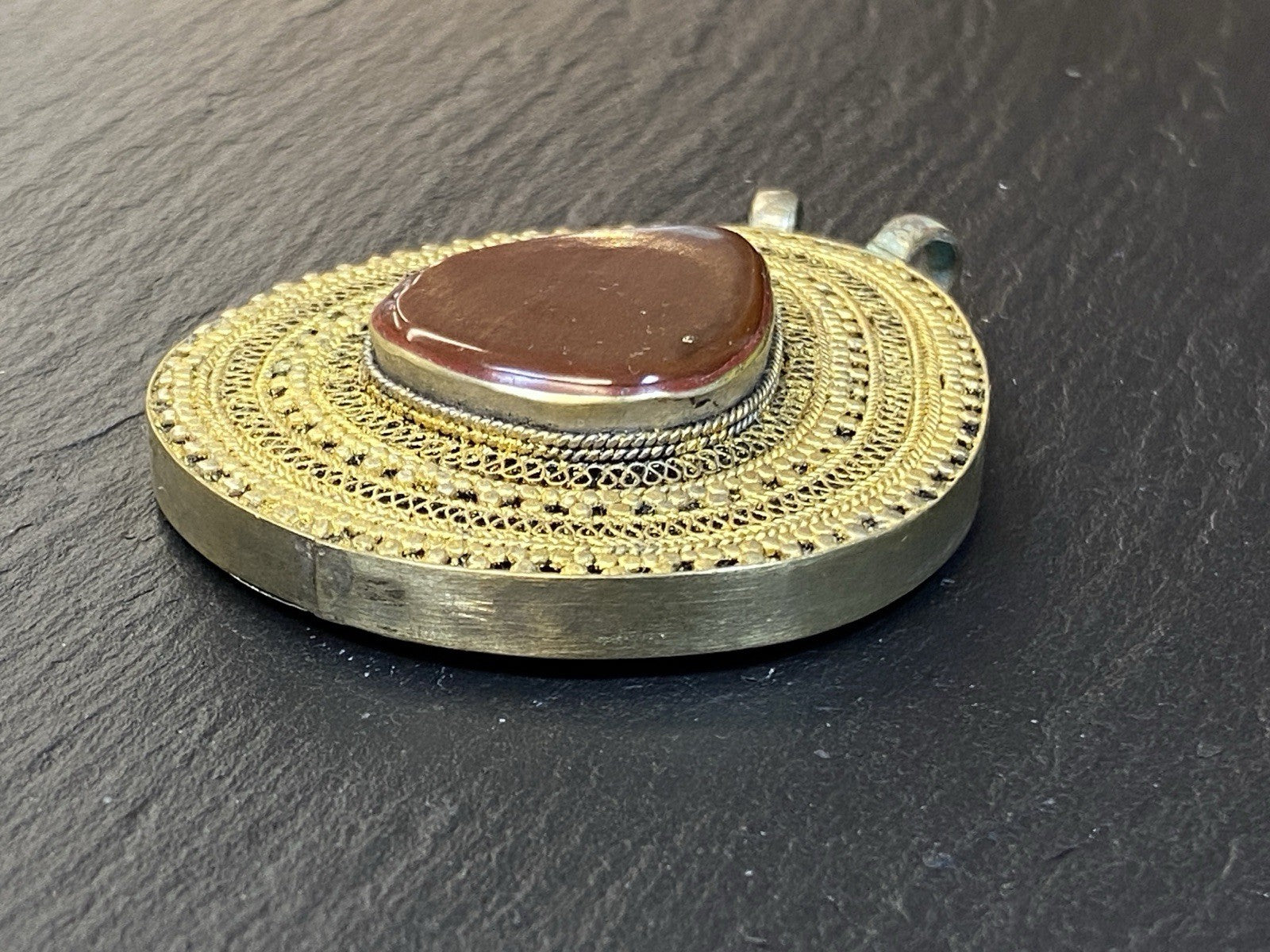 Antik Orient Orientalisch Anhänger Silber Tropfenform Achat
