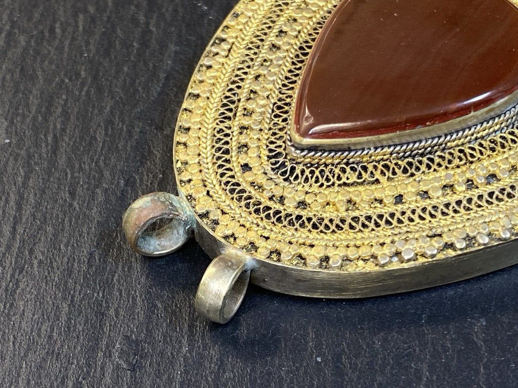Antik Orient Orientalisch Anhänger Silber Tropfenform Achat