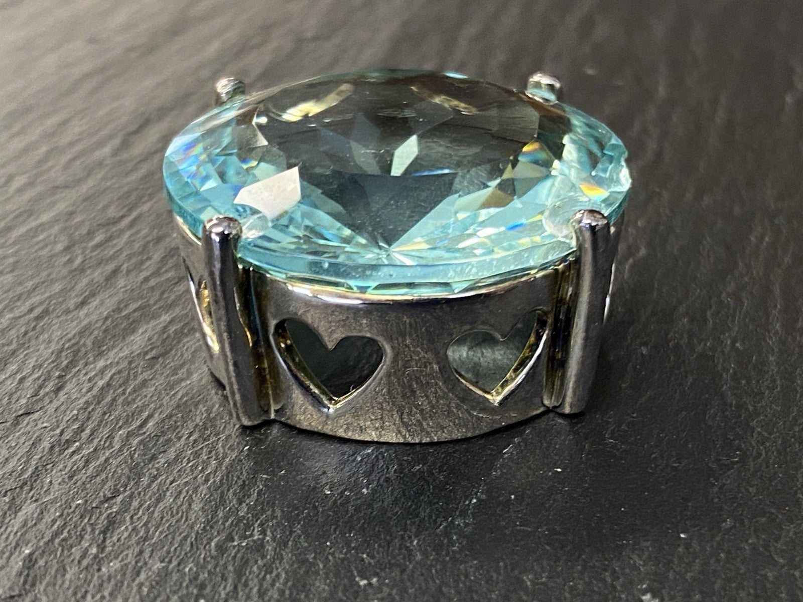 Set Schmuck Mode Armband Ring Anhänger Glas Aqua Farbe 925 Sterling Silber