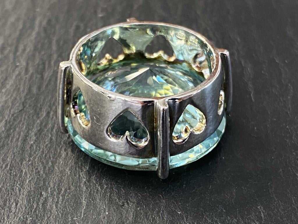 Set Schmuck Mode Armband Ring Anhänger Glas Aqua Farbe 925 Sterling Silber