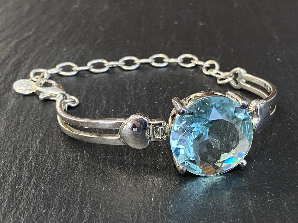 Set Schmuck Mode Armband Ring Anhänger Glas Aqua Farbe 925 Sterling Silber
